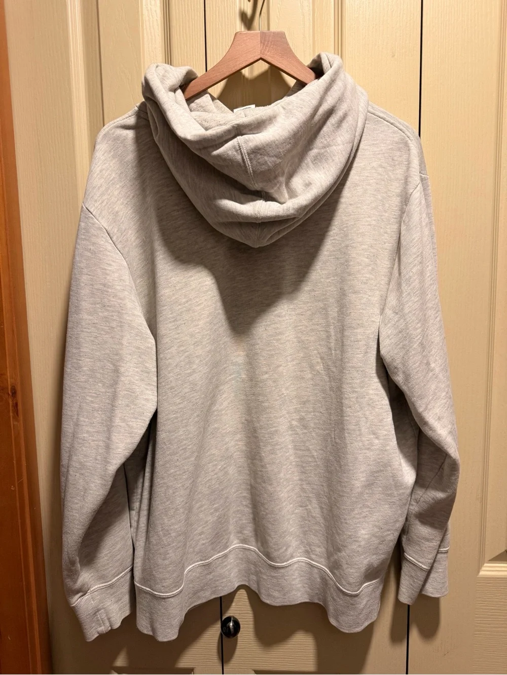 The North Face Men’s Heather Light Gray Hoodie with Black & Red Logo